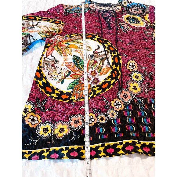 Etro Jungle Silk Lace-up Front Bell Sleeve Blouse Size 42 - Picture 12 of 13